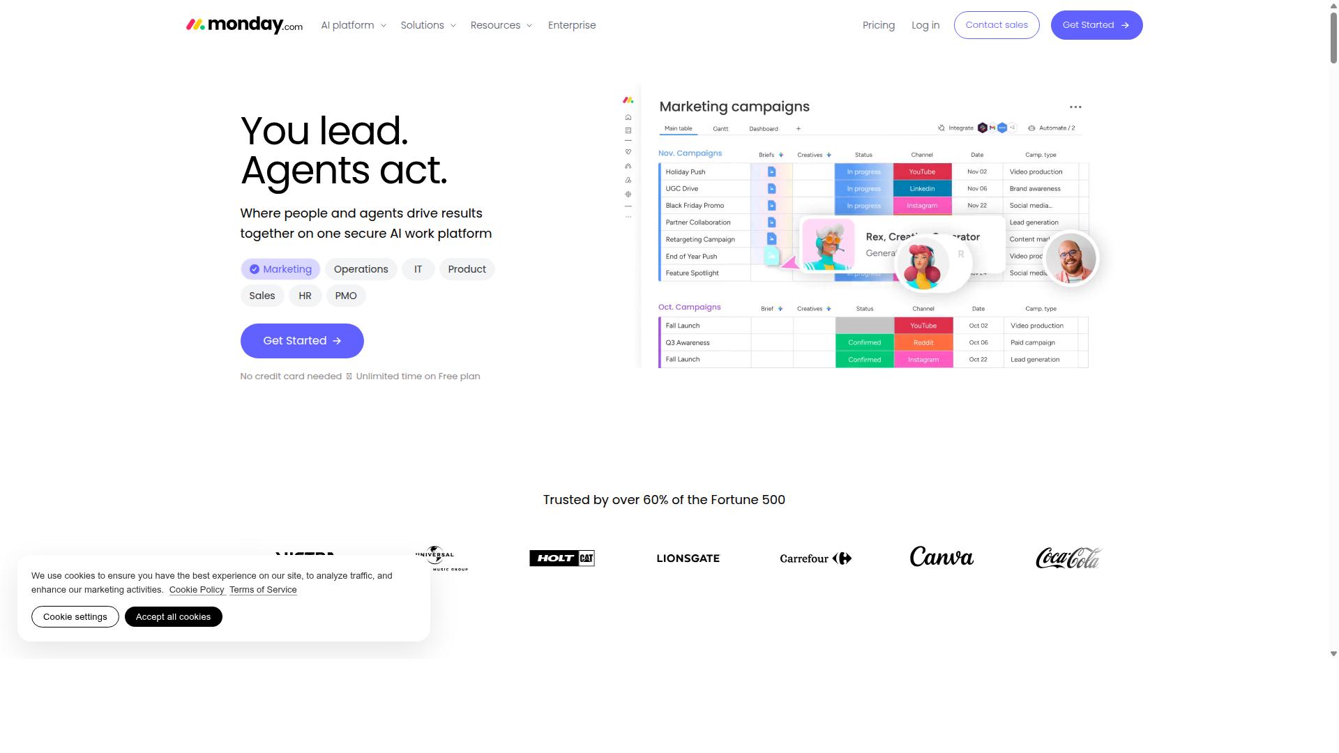 monday.com AI Work Platform website